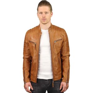 Versano Newark Leren Heren Bikerjack Heren Jack M - Cognac