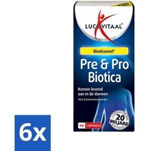 6 x Lucovitaal - Pre & Probiotica - Bioticomel - 20 Miljard Bacteriën - 90 Capsules - Darmflora - Probiotica - Prebiotica - Spijsvertering - Darmen