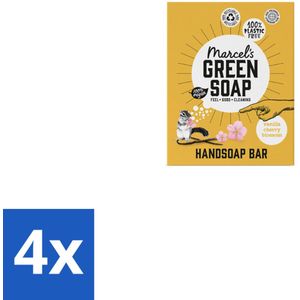 Marcel's Green Soap - Handzeep Bar - Vanille & Cherry Blossom - Krachtige werking - 90 gr - Voordeelverpakking - 4 stuks