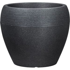 Plantenbak kunststof zwart-graniet 40 cm met handgemaakt karakter