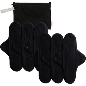 ImseVimse wasbaar maandverband Nacht-/kraamverband met Wetbag - zwart - 6 stuks