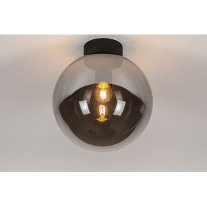 Lumidora Plafondlamp 73956 - Plafonniere - DRUP - E27 - Zwart - Grijs - Metaal - Badkamerlamp - ⌀ 25 cm