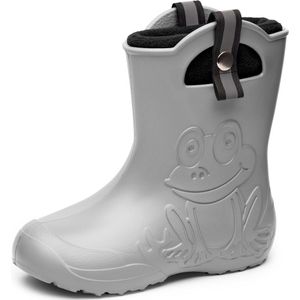 Ladeheid Kinder Regenlaarzen – Lichtgewicht Rubberen – Laarzen – Thermovoering – Meisjes – Jongens – Antislip – Regenlaarzen – Kinder – Grijs – 24/25 - LA-CA-Frog245