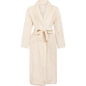 Hunkemöller Dames Nachtmode Lange flanellen badjas - Wit - maat XS/S