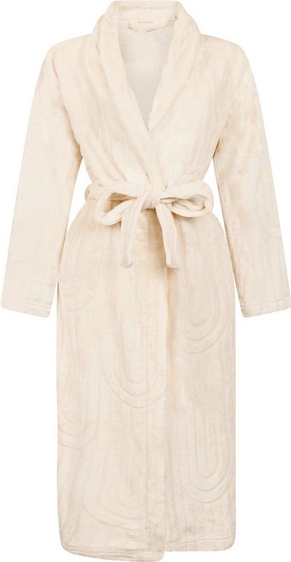 Hunkemöller Dames Nachtmode Lange flanellen badjas - Wit - maat XS/S
