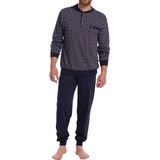 Robson Heren pyjama tricot - Blue Square - 64 - Blauw