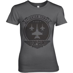 Top Gun Maverick Fighter Town Girly Tee Damen T-Shirt Dark-Grey-XL