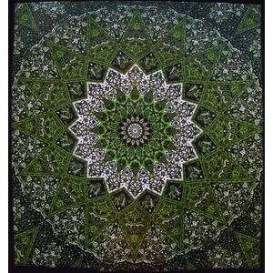 Psychedelische Mandala Hippie Tapestry Indiase muurhangende sprei 84x90 inch (215x230cms) van Popular Handicrafts