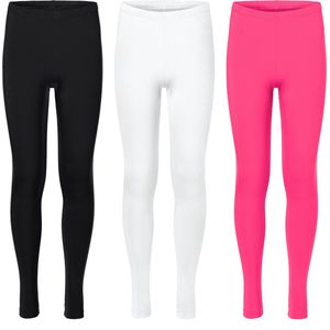 Merry Style Meisjes Leggings - Sport - Vrijetijdsbroek - Lang - Viscose - Sporbroek - 3-Pack - MS-MS10-130-LE-3B - Zwart/Wit/Roze - 146