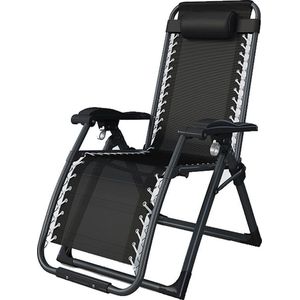 brulo - ligstoel tuin - ligstoelen - strandstoel opvouwbaar - tuinstoel - incl tafel en hoofdkussen-zwart