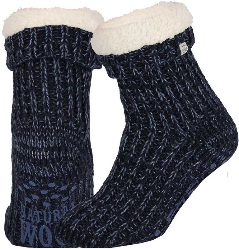 Wollen Huissokken - Navy - Unisex - Antislip