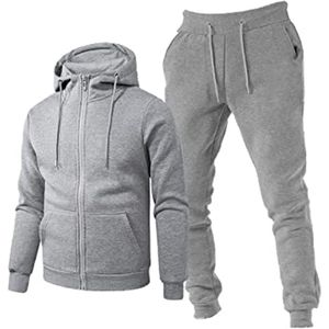 Comfortabel heren overall van fleece, grijs, met ritssluiting, perfect voor huis en winter
