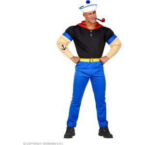 Widmann - Popeye Kostuum - Popeye De Super Matroos - Man - Blauw, Zwart - Small - Carnavalskleding - Verkleedkleding