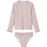 Anti-UV - Badpak - Lichtroze - Set T-shirt en Slip - Bloemenprint