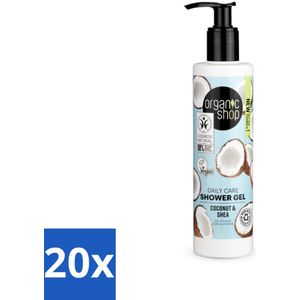 20 x Organic Shop - Daily Care Coconut & Shea Shower Gel - Hydratatie & Verzorging - 280 ml - Douchegel - Natuurlijke Douchegel - Hydraterende Douchegel - Biologische Douchegel - Kokosdouchegel