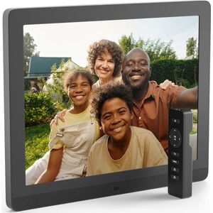 Digitale fotolijst 15 inch met bewegingsmelder - elektronisch Smart foto/videoalbum - groot formaat met WiFi USB SD-kaart - mat antireflectiescherm