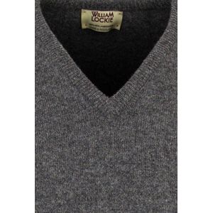 William Lockie - V-hals Trui - Grijs Melange - 100% Lamswol