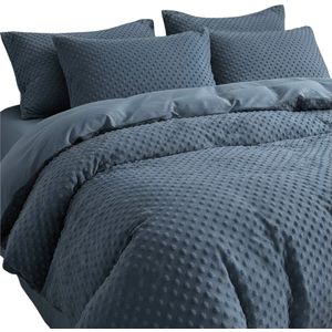Polar Dekbedovertrek 200x220cm Zacht Pluche Stippen Donkergrijs