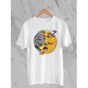 Feel Free - Halloween T-Shirt - Smiley: Slapend gezicht - Maat XL - Kleur Wit