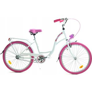 Dallas City Junior Meisjesfiets 24 inch - Roze/Wit - Robuuste Stadsfiets