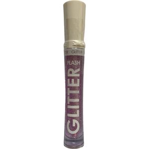 Leticia Well - Glitter Lipgloss - lila/roze/doorzichtig met zilver glitters - nummer 33 - 1 kunststof flesje met applicator en 6 ml. inhoud