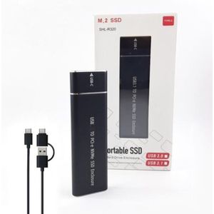 SHL-R320 - USB-A / Type-C (3.2) Aluminium M.2 SSD Behuizing - 10Gbps - NVME / NGFF - B+M Key - 2230 / 2242 / 2260 / 2280 formaat - Windows & Mac Compatible.