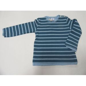 petit bateau , unie , trui , streep , groen/turquoise , gevoer , 2 jaar 86