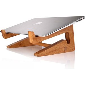 DWIH - Laptop standaard van bamboe - Ergonomisch werken - Universeel - Laptop verhoger - Laptophouder - Laptop accessoire