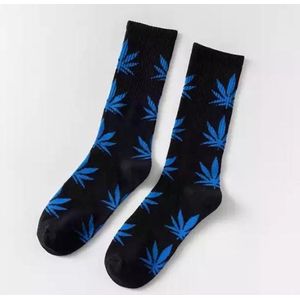 Wietsokken - Cannabissokken - Wiet - Cannabis - zwart-blauw - Unisex sokken - Maat 36-45
