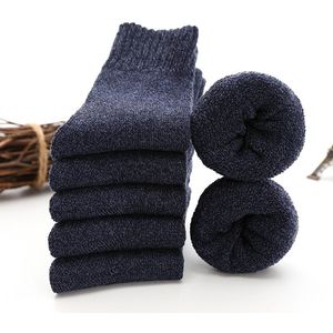 Thermische sokken voor heren - 5 paar dikke, warme wintersokken - Zachte badstof zolen - Ademende, zweetbestendige wollen sokken - Geschikt voor wandelen, sporten, hardlopen en schaatsen - EU-maat 39/43