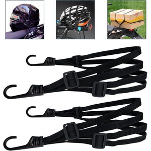 2 stuks bagageriemen - Elastisch bungee-koord met haak - 60 cm - motorbungee-koord, bagageriem, helmriem, zwart elastisch bungee-koord, motorriem - elastisch koord - motorhelmriem - motorspanriem