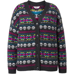 Angel of Style Angel of Style - Dames - Vest oversized doodshoofden lange ballonmouw - Zwart - Maat 42+