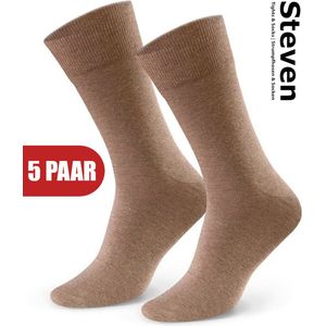 STEVEN - Katoen Heren Sokken Lichtbruin - Multipack 5 Paar - Maat 45 46 47 - Luxe Mannen Sokken - Hoogwaardige Kwaliteit - Naadloos - Voor onder een Pak - MADE in EU