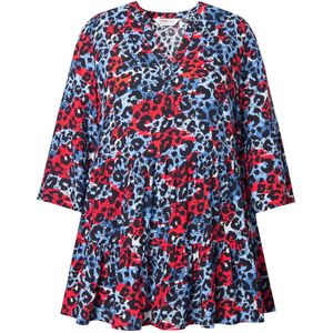 Angel of Style Angel of Style - Dames - Blouse A-lijn gekleurd leomotief volants - Lichtblauw - Maat 42