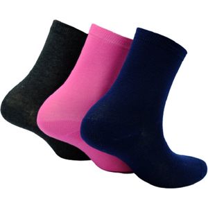 The Sockmaker sokken dames 36-41 - 3-pack Bamboo - duurzaam - Plain - Fushia Navy Charcoal