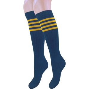 Kinder Kniekous - Rib - Retro - Blauw/Wit - Maat 23-26