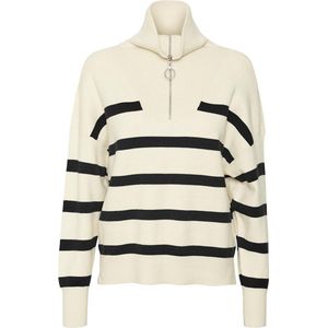 Vero Moda Trui Vmsaba Stripe Ls Highneck Blouse Ga 10269246 Birch/black Dames Maat - XXL