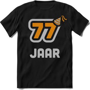 77 Jaar Feest kado T-Shirt Heren / Dames - Perfect Verjaardag Cadeau Shirt - Goud / Zilver - Maat 7XL