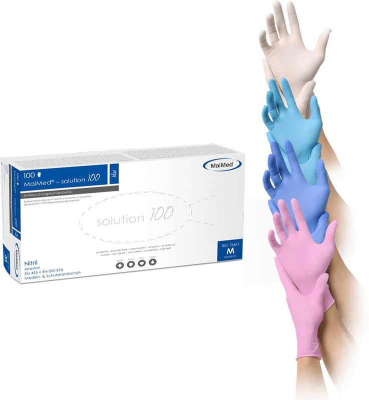 MaiMed Solution 100 nitril handschoenen - L - Blauw - 100 stuks - CAT III