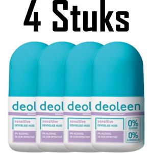 Deoleen 0% aluminium - Roller Sensitive - Deodorant - 50 ml 4 pack