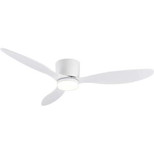 Plafondventilator met Verlichting - Met Afstandsbediening - Verschillende Lichtstanden - Stille Ventilator - Zomer en Winter stand - Voor Lage Plafonds - Wit - 132 cm