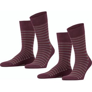 Esprit Piqué Stripe 2-Pack Heren Sokken - Red - Maat 43-46