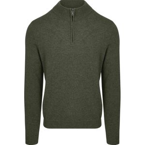 Steppin' Out Half Zip Trui Merinowol Olijfgroen - Maat XL - Heren - Pullovers