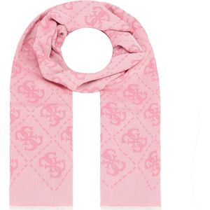 Guess Ruma Jacquard Scarf Dames Sjaal 80x180 - Pink Logo - One Size