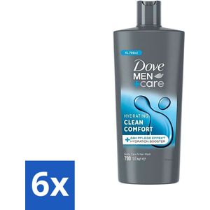 6 x Dove Men+Care - Clean Comfort - 3-in-1 Douchegel - Hydraterend- 700 ml - Douchegel - Mannen - Verzorging - 3-in-1 - Hydraterend