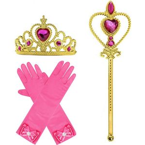 Het Betere Merk - Speelgoed - voor bij je prinsessenjurk - verkleedkleren meisje - accessoires - Roze - Kroon - Toverstaf
