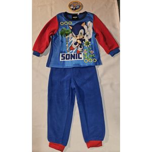 Sonic the Hedgehog pyjama coins fleece rood/blauw maat 128