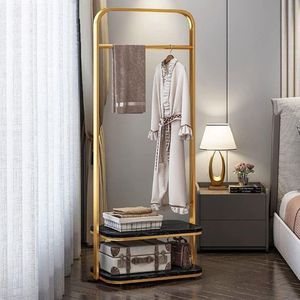 Luxaliving - Kledingrek - Goud Metaal - Zwart Marmeren - Schoenrek - Garderobe rek - Modern - B80XH170CM - 100KG Draagvermogen