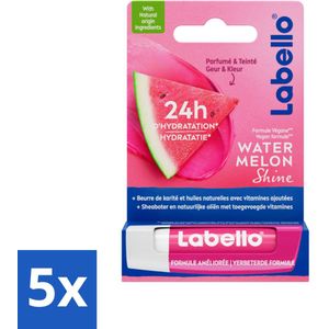 5 x Labello Lippenbalsem Blister Watermelon Shine 4.8 gr - Labello - Lippen Verzorging