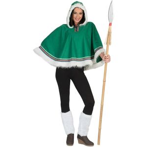 Funny Fashion - Eskimo Kostuum - Eskimo Kimama - Vrouw - Groen - One Size - Carnavalskleding - Verkleedkleding
